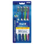 Oral-B Crisscross Deep Clean Medium Bristles Toothbrush For Adults, Tongue Cleaner, Multicolour Toothbrush Set, Oral B Dentist Recommended Brand (Buy 2 Get 2 Free)