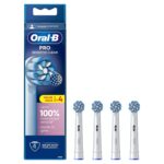 Oral-B Pro Sensitive Clean Electric Toothbrush Head, X-Shaped & Extra Soft Bristles For Gentle Brushing & Plaque Removal, Pack of 4 Toothbrush Heads, White