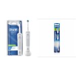Oral-B Vitality 100 White Criss Cross Electric Rechargeable Adult Toothbrush Powered & Crossaction Power Toothbrush Replacement Head (Soft) - Pack Of 1