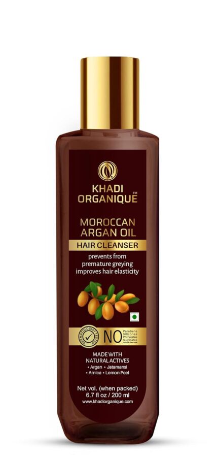 Organique Moroccan Argan Oil Hair Cleanser/Shampoo For Anti Hair Loss, Repairs Damaged Hair & Nourishes Hair (No Sls & Paraben Free) 200 ml