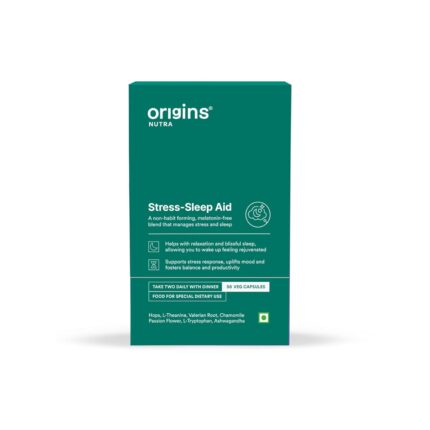 Origins Nutra Stress-Sleep Aid Capsules| Melatonin Free| Non-Habit forming| Calmer mind & Restfull sleep| GMP Certified |Non-GMO |For Men & Women| 56 Capsules (Pack of 1)
