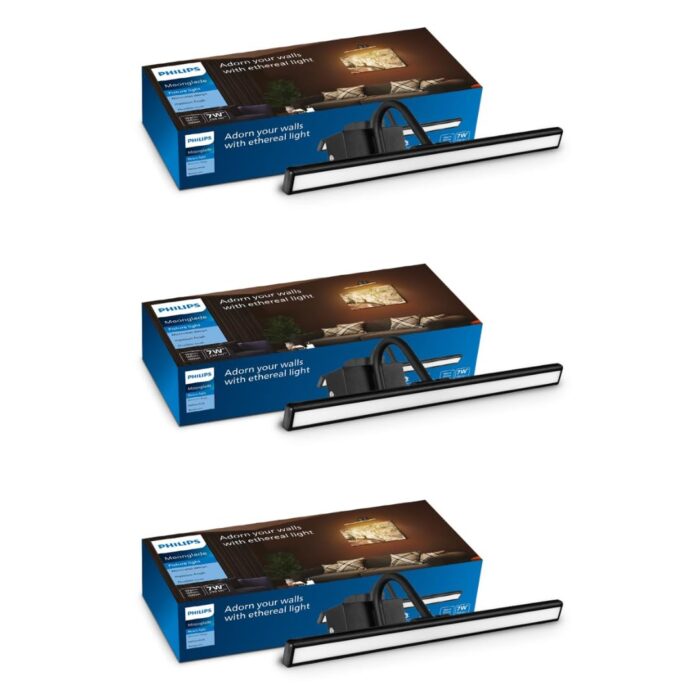PHILIPS 7-Watts Moonglade Black Picture Light | Picture Light For Display | Warm White | Pack of 3