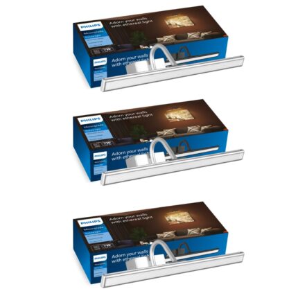 PHILIPS 7-Watts Moonglade Silver Picture Light | Picture Light For Display | Warm White | Pack of 3