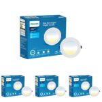 PHILIPS Plastic Starfit 7-Watt Round LED Downlighter|3 Colors in 1 Concealed Jb LED Downlight|LED Ceiling Light for Home and Hall|Cut Out: 3 Inch, Color: Tunable White, Pack of 4
