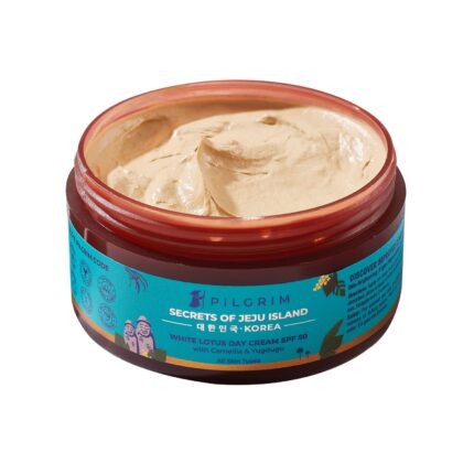 PILGRIM Korean White Lotus Face Cream with SPF 50 | White Lotus Day cream for women daily use | Face cream for dry skin, sensitive skin & oily skin | For Women and Men | 100g