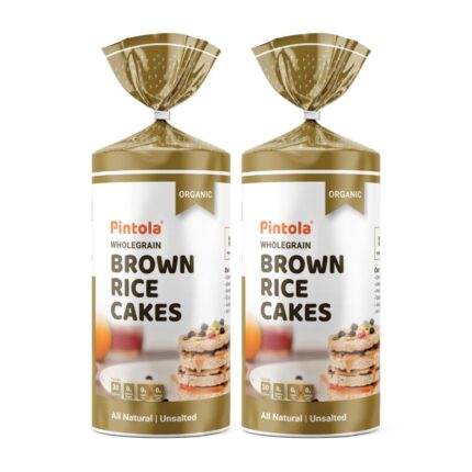 PINTOLA Organic Brown Rice Cake - All Natural (Unsalted, Pack of 2) (130 g x 2), Gluten-Free Snack for Weight Loss, Made with 9 Wholegrains, Soy and Yeast-Free, Taste Best With Peanut Butter, Low Fat, 30 calorie per cake