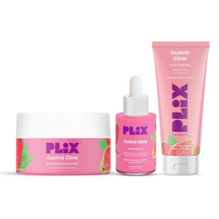 PLIX - The Plant Fix Guava Powered Regime for Glowy Skin | Hydrating Cleanser | 10% Vitamin C Dewy Serum | Smoothie Moisturizer | Promotes Hydration & Brightening | Glowing in 1 Use