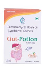 POTION LIFE SCIENCES Gut-Potion Saccharomyces Boulardii 1g Sachets | Orange Flavour | Sugar-Free | Probiotic Supplement | 10 Lyophilized Sachets