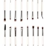 PRAUSH (Formerly Plume) 15 Pcs Professional Eye Brush Set With Marbelicious Makeup Pouch White
