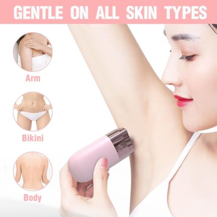 Painless Portable double blade Facial Hair Remover for Women,Waterproof Shaver Painless Instant Hair Removal Device for Chin/Upper Lip (Sky Blue)