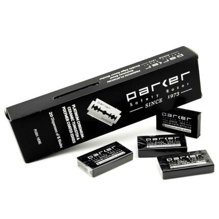 Parker 100 Count, Parker Safety Razor Double Edge Safety Razor Blades, Premium Platinum Stainless Steel Razor Blades with PTFE, Tungsten and Chromium Coated Edges for Smooth, and Comfortable Shaves