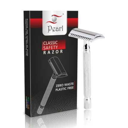 Pearl Shaving Double Edge Open Comb Safety Razor for Men - Reusable Ecofriendly Shaving Razors for Men | Single Blade Classic & Traditional Premium Shaving Kit for Father's day gift option