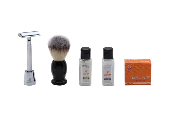 Pearl Shaving Men’s Premium Grooming/shaving Kit - Close Comb Double Edge Saftey Razor | Razor Stand | Shaving Brush | Post Shave Balm| 50 Blade Refill | Razors for Father's Day Gift Option