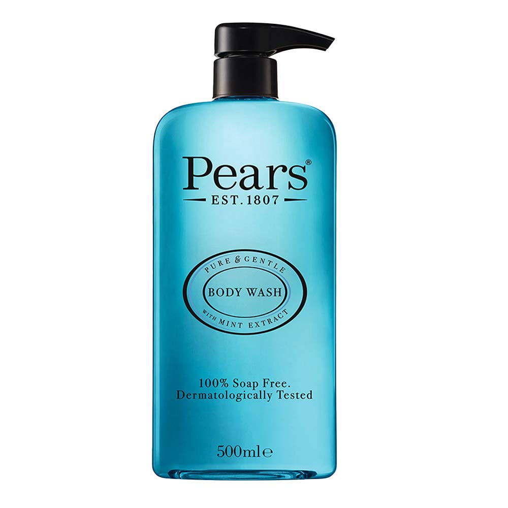 Pears Pure & Gentle Shower Gel, Body Wash with Clinically Proven Germshield Formula and Mint Extracts, 100% Soap-Free(Imported) 500 ml