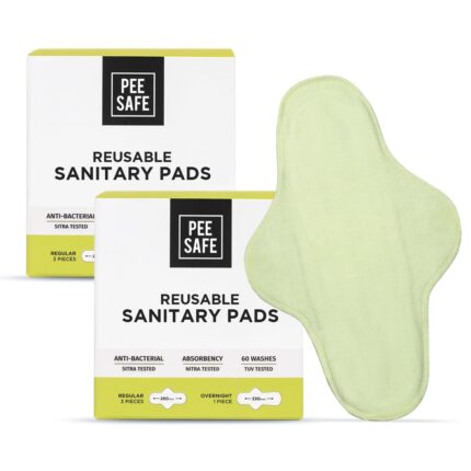 Pee Safe Reusable Sanitary Pads For Women | Anti-Bacterial | Superb Absorbency | Lasts Up To 60 Washes | 6 Regular+2 Overnight Pad | Skin Friendly | Comfortable & Easy TO Use | Pack of 8
