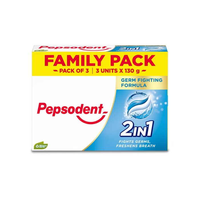 Pepsodent 2 in 1 Cavity Protection Toothpaste (130g, Pack of 3)