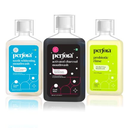 Perfora Mouthwash For Oral Care - 600ml (200ml x 3) | Alcohol-Free Mouth Wash Liquid With Probiotics, Hyaluronic Acid, & Vitamin C | Freshens Breath & Removes Germs | No Artificial Flavors