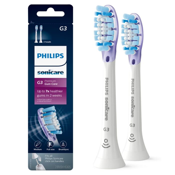 Philips Genuine Sonicare Premium Gum Care Replacement Brush Heads, 2 Pack, White - HX9052/17