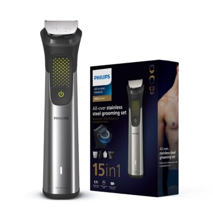 Philips India's No.1 Men's Trimmer | BeardSense Tech | Scans Beard 125x per sec | Patented TwinTrim Blades | 15-in-1 Pro Kit – Face, Body & Private Parts | Premium All-Metal Body | 3 Yr Warranty | 120 Min Runtime | 5 Min Quick Charge | MG9551/65