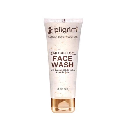 Pilgrim 24k Gold Gel Facewash with Korean White Lotus & Lactic Acid 80ml | Face wash for glowing skin | Reduce dark spot and improves skin texture | Removes dullness | For All Skin Types I For Women and Men
