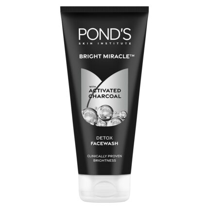 Ponds Bright Miracle Detox Facewash | 10X Power of Activated Charcoal| For Deep Cleaned Skin | Reveals Glow, Pollution Clear Face Wash, 200gm