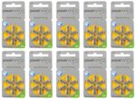 Power One Hearing Aid Battery Size 10, Pack Of 60 Batteries - Yellow