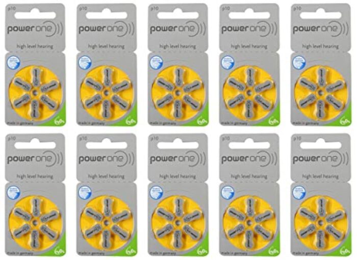Power One Hearing Aid Battery Size 10, Pack Of 60 Batteries - Yellow