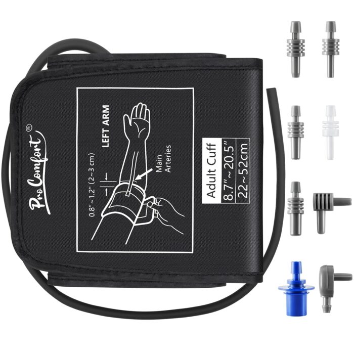 Pro Comfort Extra Large Blood Pressure Cuff(8.7-20.5" 22-52 CM) for Big Arms, 8 Connectors Included, Blood Pressure Monitor XL Cuff Upper Arm Replacement BP Cuff Compatible with Most Monitors