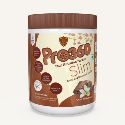 Pro360 Meal Replacement Shake Powder|500g Dietary Supplement for Weight Management |No Added Sugar| Protein Supplement for Men & Women | Choco Vanilla