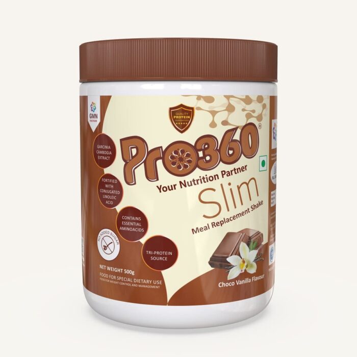 Pro360 Meal Replacement Shake Powder|500g Dietary Supplement for Weight Management |No Added Sugar| Protein Supplement for Men & Women | Choco Vanilla