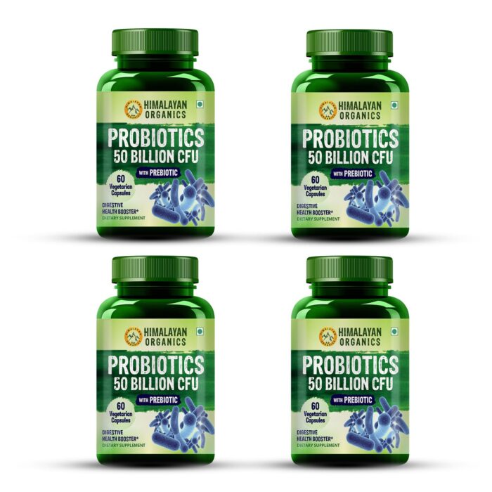Probiotics 50 Billion CFU - 20 Strain + 150mg Prebiotic Supplement | Good For Digestive, Gut health, Immunity,Gas & Bloating Support | Good For Men And Women | Clinically Proven (Pack Of 4)