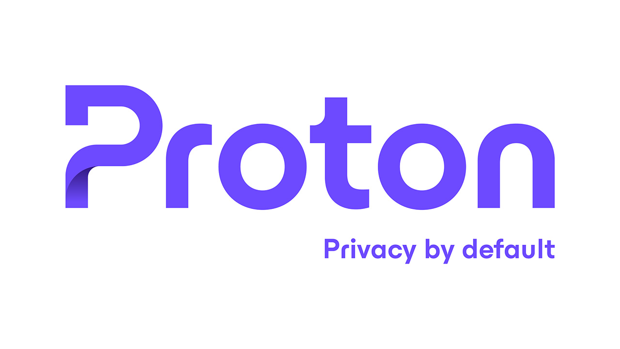 Proton privacy by default logo in purple text on white background