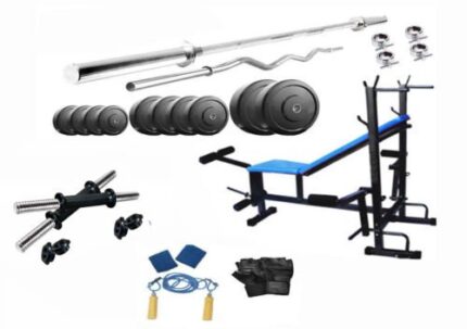 Protoner 44 Kgs PVC Weight with 8 in 1 Bench Home Gym Package