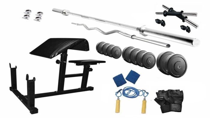 Protoner 50 Kgs PVC Weight with Preacher curl Bench