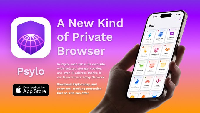 Promo image for Psylo web browser app on Apple App Store