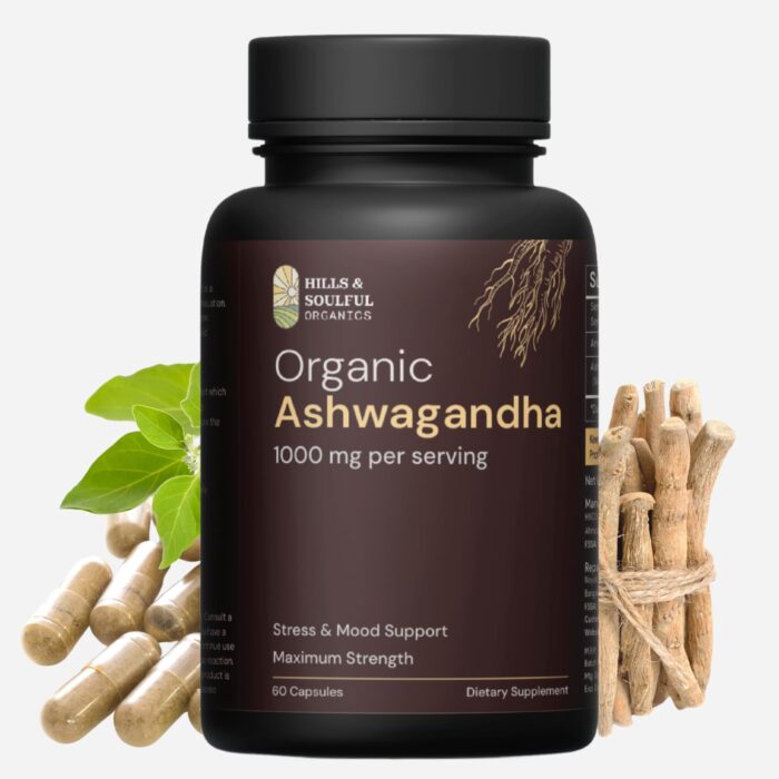 Pure Organic Ashwagandha Powder Capsules - Nutrient Rich Ashwagandha - Supports Metabolism and Immunity - Manages Anxiety & Stress - Ayurvedic - Mood Stabilizer