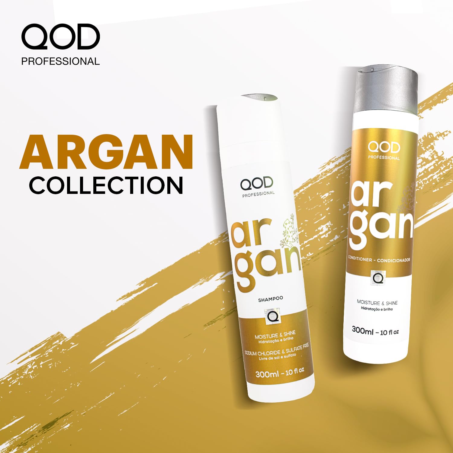 QOD Professional Argan Shampoo & Conditioner – 300ml (Combo of 2) | Sulphate free | Sodium Chloride free