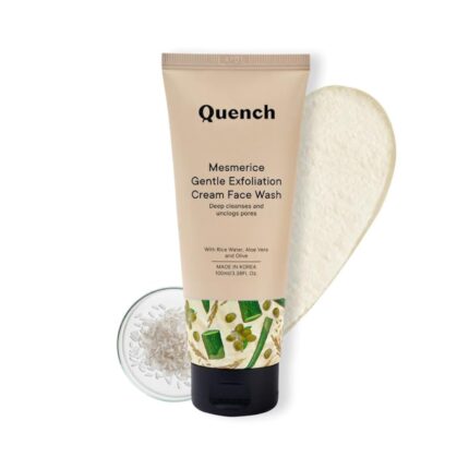 QUENCH BOTANICS Rice Water Gentle Exfoliation Cream Face Wash | Korean Face Wash For Glowing Skin | Brightens & Hydrates Skin With Aloe Vera & Vitamin E | Made In Korea (100Ml)