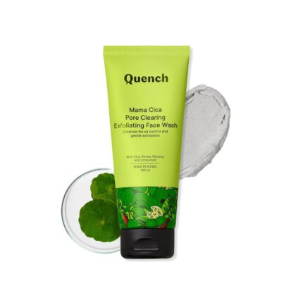 Quench Pore Clearing Exfoliating Face Wash with Cica & Kaolin Clay | Oily Skin Cleanser | Non-Drying | Gently Cleanses Makeup | For Clear, Spotless Skin | Made in Korea (100Ml)