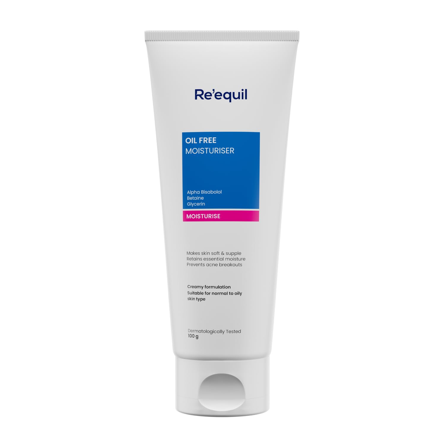 RE' EQUIL Oil Free Moisturiser | Lightweight Moisturizer For Face | Retains Essential Moisture | Prevents Acne Breakouts | Suitable For Normal, Oily & Combination Skin | 100G