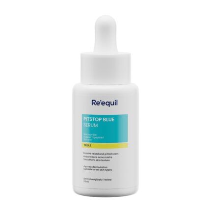 RE' EQUIL Pitstop Blue Copper Peptide Serum, Repairs Acne Scars & Pitted Marks, Evens Skin Tone & Reduces Blemishes, For All Skin Types, 25 Ml