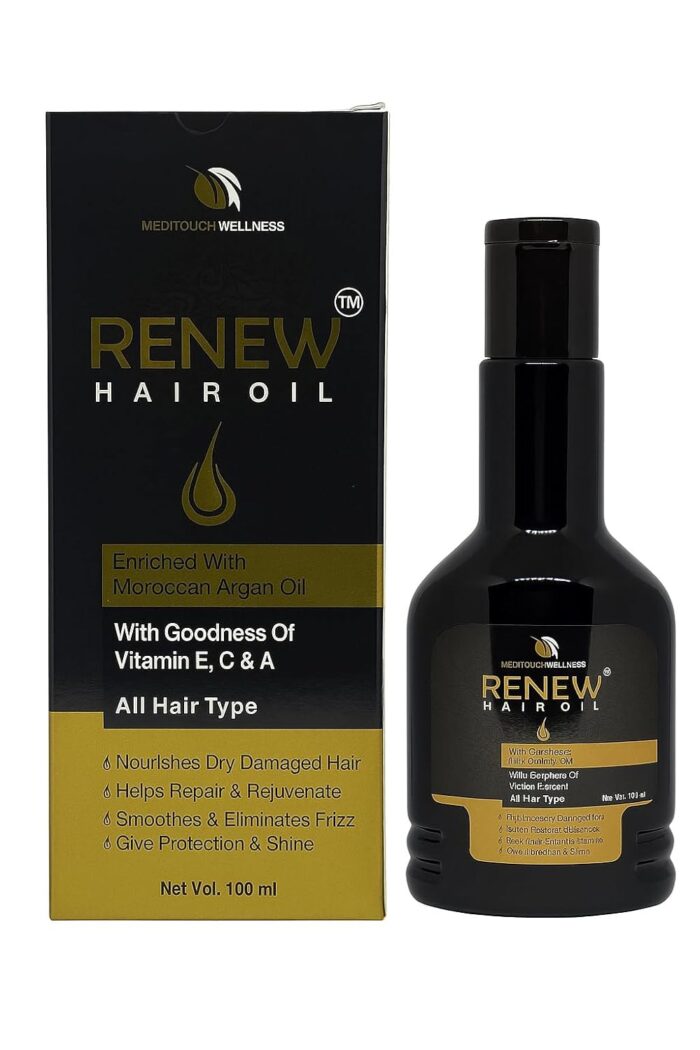 RENEW Hair Oil - Fastest hair growth oil, Deep Hydration, Scalp Nourishment, Frizz Control, and Stronger Strength and Shine, Nourishing Blend with Argan, Jojoba, and Coconut Oils, 100ml