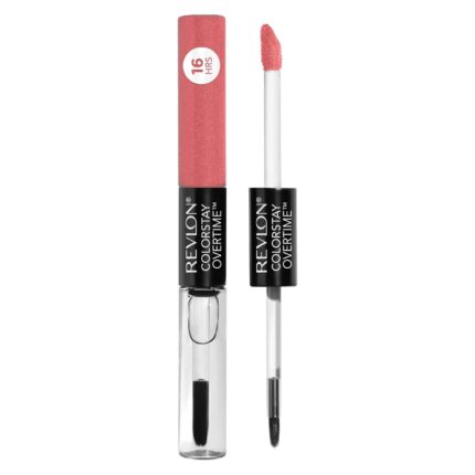 REVLON Colorstay Overtime, Dual Ended Long Wearing Glossy Finish Liquid Lipstick with Clear Lip Gloss with Vitamin E - Red/Coral, Perennial Peach (430), 0.07 oz