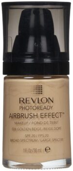 REVLON Photoready Airbrush Effect Makeup Liquid Full-Coverage Foundation - Golden Beige Luminous Finish, All Skin, 1 Count