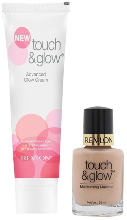 REVLON Touch And Glow Natural Light Coverage Liquid Make Up, Ivory Mist, 20Ml + Touch And Glow Advanced Fairness Cream (75G)