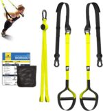 RHINOSPORT Sling Trainer, Full Body Training, Strength Training & Home Workout, Bodyweight Resistance Fitness Home Gym Equipment Indoor Outdoor (Yellow)