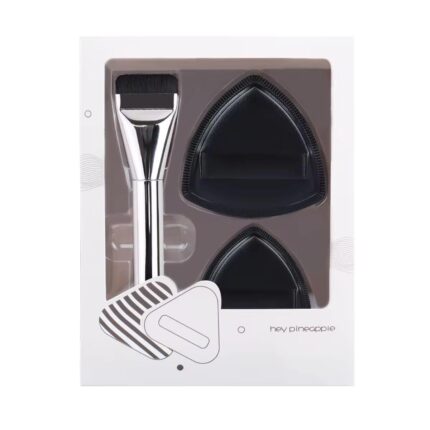 RUBYFACE Flat Foundation Brush, 2 Pcs Triangle Makeup Powder Puff, 1 Pcs Flat Head Foundation Brush for Liquid Makeup, Foundation Brush Set for Liquid, Cream Foundation Concealer Brush