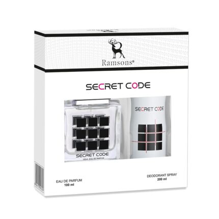 Ramsons - SECRET CODE Gift Pack For Men | 1 Eau De Parfum 100 ML | 1 Deodorant 200 ML | | TN - Fresh Lime, Grapefruit, Leafy Green | MN - Rose, Jasmine, White Flower | BN - Woody, Leathery, Musk