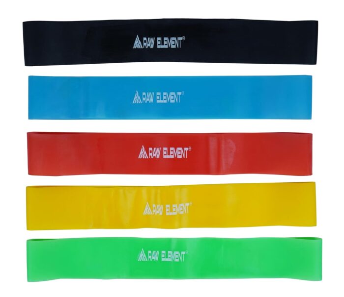 Raw Element Resistance Bands for Exercise – Set of 5 Loop Bands for Workout, Strength Training, Yoga, Rehab & Fitness – Durable Latex Bands for Men & Women