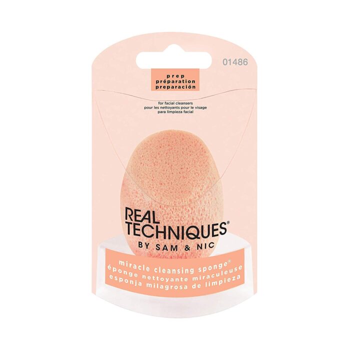 Real Techniques Cruelty Free Miracle Cleansing Sponge, Perfect Pre-Makeup Cleanser for Flawless Makeup Application, Gently Exfoliating away Dirt & Oil, Latex Free